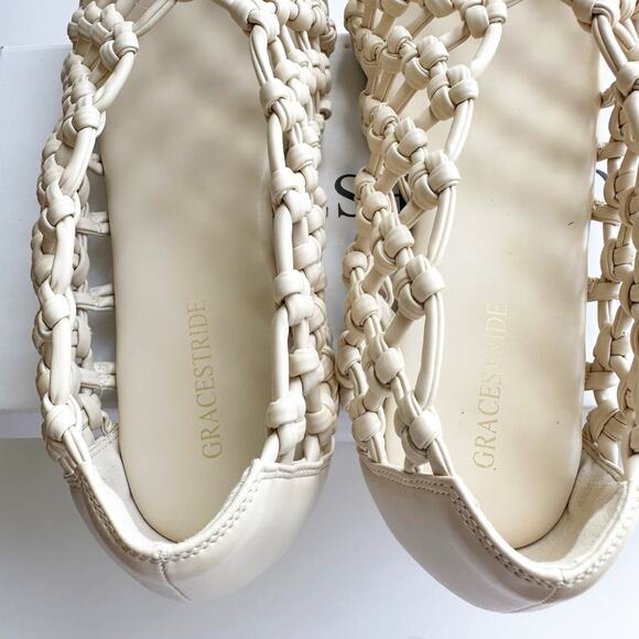 GRACESTRIDE Size 8.5 Mesh Ballet Flats Faux Leather Mary Jane Shoes Flat - Picture 6 of 8